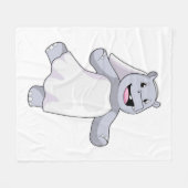 ヒポポタマスが花嫁の格好をしてヴェールを被る フリースブランケット (正面(横))