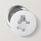 ヒポポタマスが花嫁の格好をしてヴェールを被る 缶バッジ (正面&裏面)