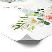 ヒポ、サファリ、ジャングル、ピンクの花、女の子の寝室 ポスター (角)