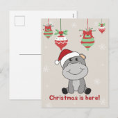 ヒポ メリークリスマス 冬の動物 ヒポホリデー シーズンポストカード (正面/裏面)