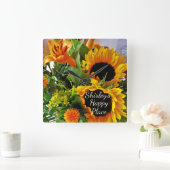 ヒマエレガントワリーハッピープレイス秋ブーケS スクエア壁時計 (ホーム)