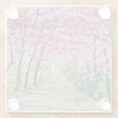 ヒマラヤさくらんぼ道端の水彩風景 ガラスコースター (裏面)