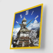 ヒマラヤのネパールのトレッキング、ストゥーパとアマダブラム スクエア壁時計 (傾斜)