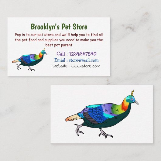 ヒマラヤのモナルバードマンガイラストレーション 名刺 (正面/裏面)