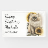 ヒマラヤキットネキャットサンフラワーズハッピーバースデー 横断幕 (横)