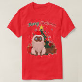 ヒマラヤキャットクリスマスツリー雪フレーククリスマスプレ Tシャツ (デザイン正面)