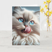 ヒマラヤネコ誕生日ユーモア カード (黄色い花)