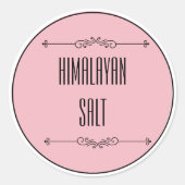 ヒマラヤモダンパーソナライズされたの塩ピンクブラック文字 ラウンドシール (正面)