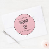 ヒマラヤモダンパーソナライズされたの塩ピンクブラック文字 ラウンドシール (封筒)