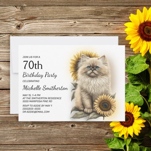 ヒマラヤン子猫 猫 向日葵 70歳の誕生日 招待状