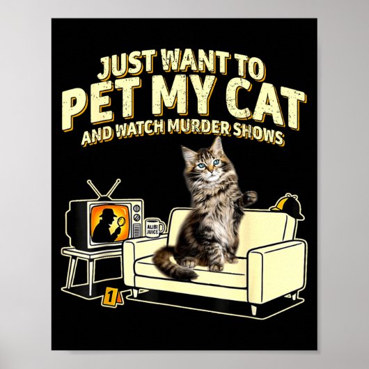 ヒマラヤン猫を撫でながらテレビを見るのが好き ポスター (正面)