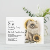 ヒマラヤン+子猫+ひまわり+21歳の誕生日 招待状 (スタンド正面)
