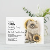 ヒマラヤン+子猫+ひまわり+40歳の誕生日 招待状 (スタンド正面)