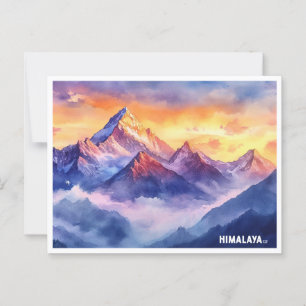 ヒマラヤ山の日の出の水の色絵を描の ポストカード