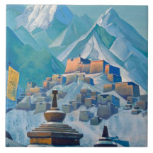 ヒマラヤ山峰のチベットの風景