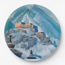 ヒマラヤ山峰のチベットの風景 ペーパープレート