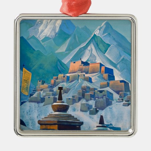 ヒマラヤ山峰のチベットの風景 メタルオーナメント (正面)