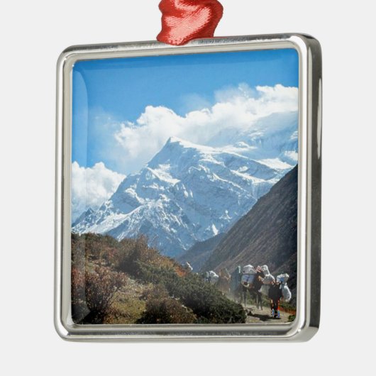 ヒマラヤ山脈エベレストインドネパール旅行夏 メタルオーナメント (左)