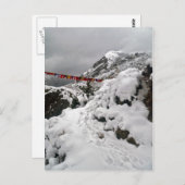 ヒマラヤ山道の雪の足跡 ポストカード (正面/裏面)