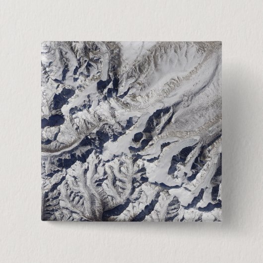 ヒマラヤ氷河の衛星ビュー 缶バッジ (正面)