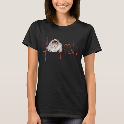 ヒマラヤ猫の心拍EKG I Love My Cat Tシャツ (正面)