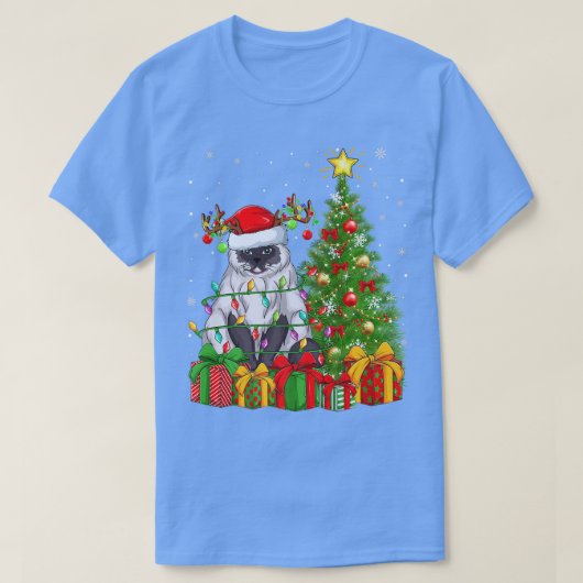 ヒマラヤ猫照明クリスマスツリーヒマラヤ猫Chr Tシャツ (デザイン正面)