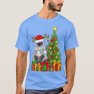 ヒマラヤ猫照明クリスマスツリーヒマラヤ猫Chr Tシャツ