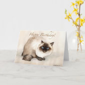 "ヒマラヤ猫"の芸術のバースデー・カード カード (黄色い花)