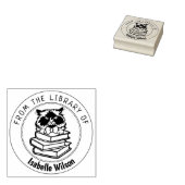 ヒマラヤ猫、図書館の本 ラバースタンプ (押印)