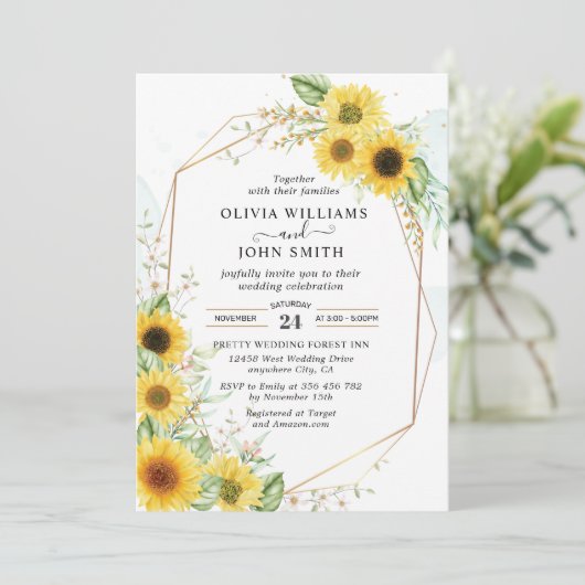 ヒマワエレガントーロマンティックグリーンリーF030インビタ 招待状 (スタンド正面)