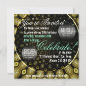 ヒマワファンキーリーオリーブグリーン+ミントパーティー 招待状 (裏面)