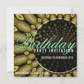 ヒマワファンキーリーオリーブグリーン+ミントパーティー 招待状 (正面)