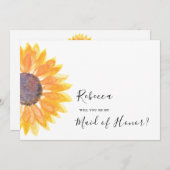 ヒマワモダンリ水色メイド・オブ・オーナー（花嫁付き添い人） 招待状 (正面/裏面)