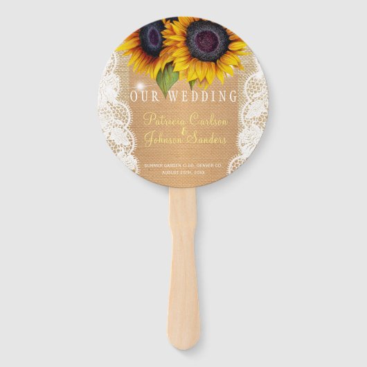 ヒマワラスカントリーバーラップレース結婚式の引き出物 ハンドファン (正面)