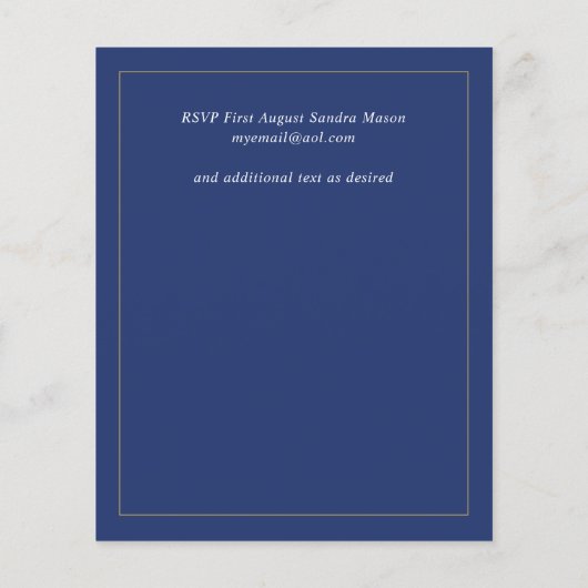 ヒマワラズイエローブルーフローラ結婚式招待状 (裏面)