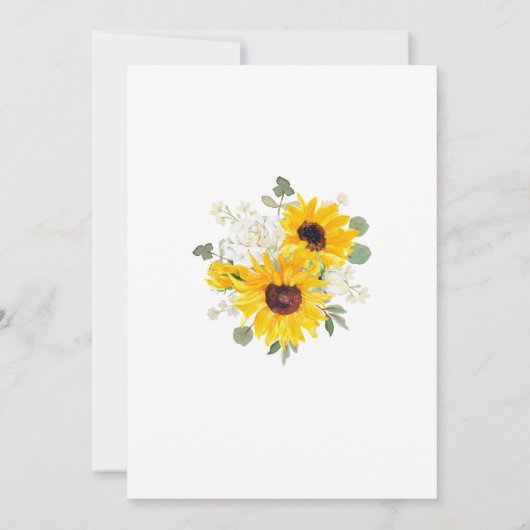 ヒマワラズホワイトローゼジオメトリックボタニッ結婚クス 招待状 (裏面)