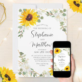 ヒマワラズホワイトローゼジオメトリックボタニッ結婚クス 招待状