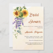 ヒマワラベンダー花模様ブライダルシャワー 招待状 (正面)