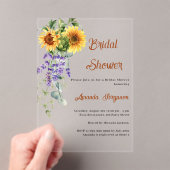 ヒマワラベンダー花模様澄んブライダルシャワー アクリル招待状 (インサイチュ (ポータブル))