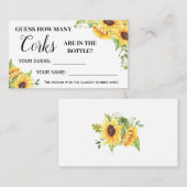 ヒマワリいくつコルクブライダルシャワーゲームカード プレイスカード (正面/裏面)