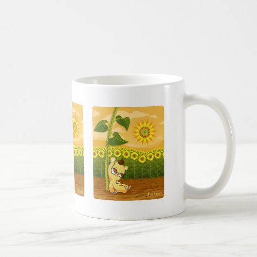 ヒマワリおよびかわいいくま コーヒーマグカップ (右)