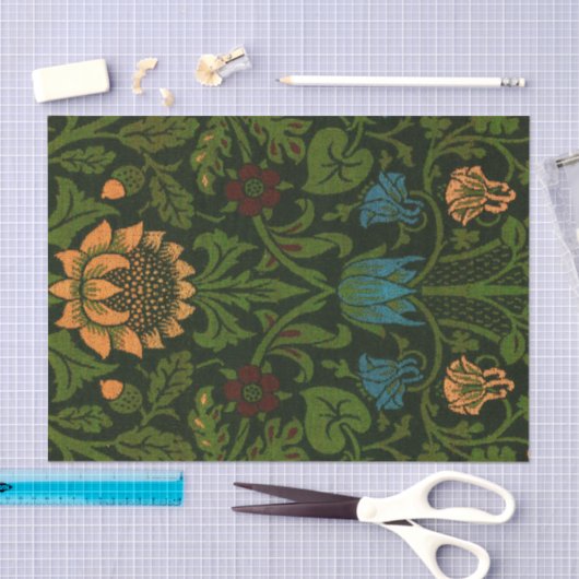 ヒマワリおよびつる植物のウィリアム・モリスのティッシュペーパー 薄葉紙 (クラフト)