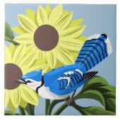 ヒマワリおよびアオカケス タイル (正面)