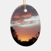 ヒマワリおよびピンクの夏の日没 セラミックオーナメント (裏面)