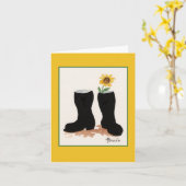 ヒマワリおよびブーツ カード (黄色い花)