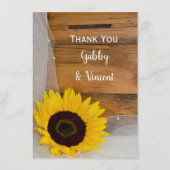 ヒマワリおよびベールの国の結婚式はノート感謝していしています サンキューカード (正面)