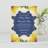 ヒマワリおよび濃紺の結婚式招待状 招待状 (スタンド正面)