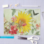 ヒマワリおよび蝶ティッシュペーパー 薄葉紙 (クラフト)