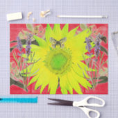 ヒマワリおよび蝶ティッシュペーパー 薄葉紙 (クラフト)