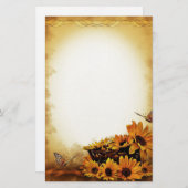 ヒマワリおよび蝶 便箋 (正面/裏面)